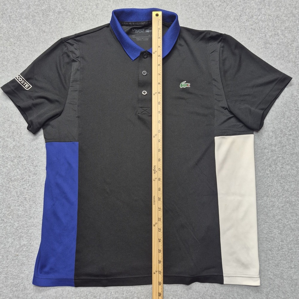 Lacoste Sport Polo Shirt Mens XL Black Blue White Colorblock Performance - Picture 7 of 16